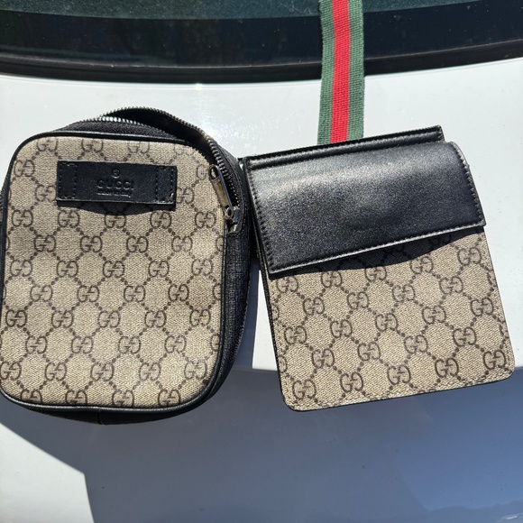 gucci gg supreme double web belt bag - Picture 1 of 4